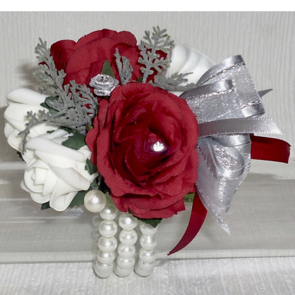 Red & White Wrist Corsage